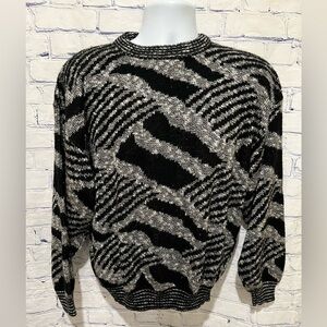 Area By Tag Made In USA, Black, Silver & White Sweater large